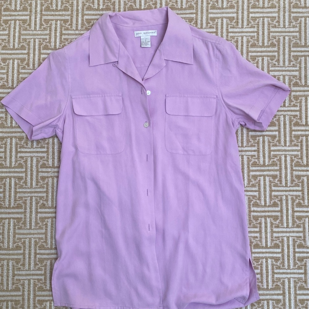 100% Silk Lilac Button Down by Annie Alexander size S